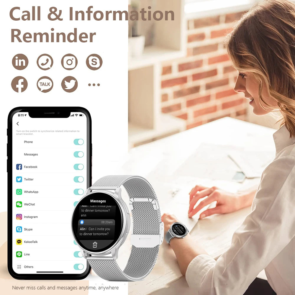 MEVADEN Bluetooth Smart Watch Women Custom Dial