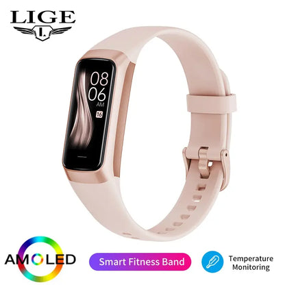 LIGE Amoled Smart Watch Men 2023 Smart Band Women Heart Rate Blood Smartwartch Waterproof Smart Bracelet Sport Fitness Tracker